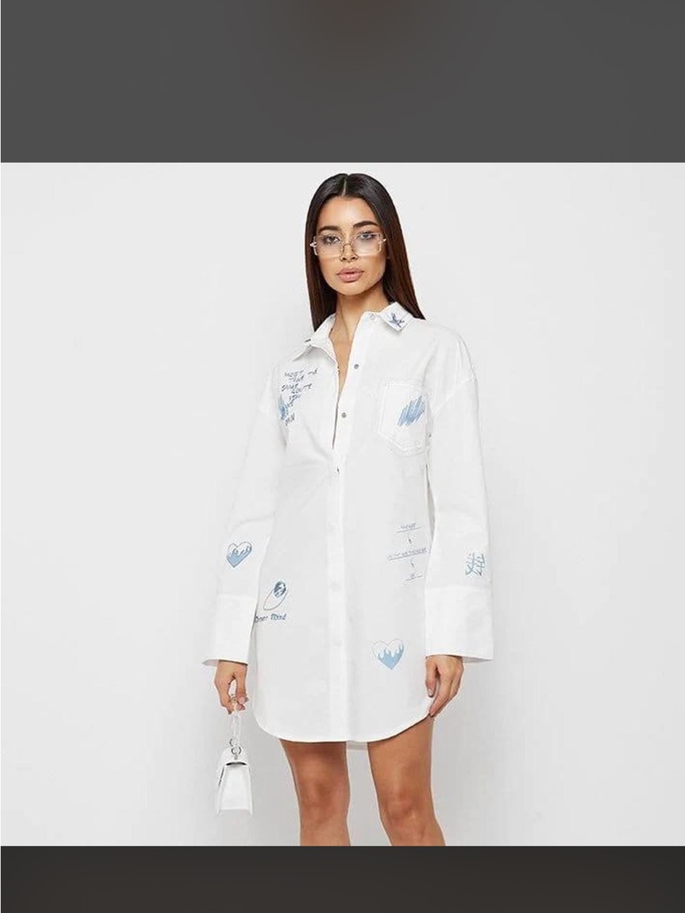 Manière De Voir Graffiti Shirt Mini Dress - White/Blue